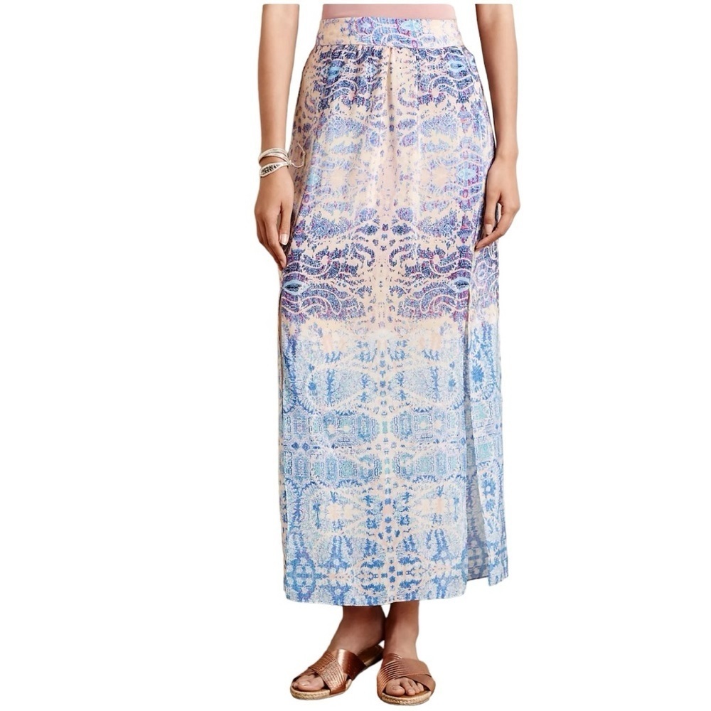 Maeve Anthropologie Waimea silk double slit maxi skirt Sz XS excellent condition